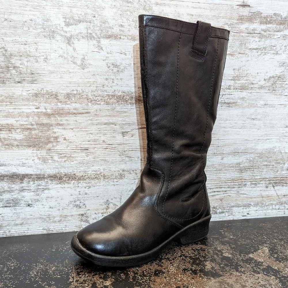 Womens Keen Tyretread Boots Sz 9 Used Black Leather 1011461 Tall Waterproof